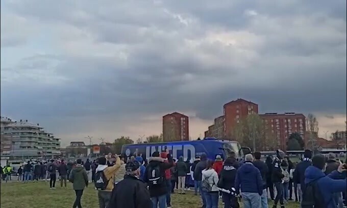 Juve-Inter, l'arrivo del pullman nerazzurro