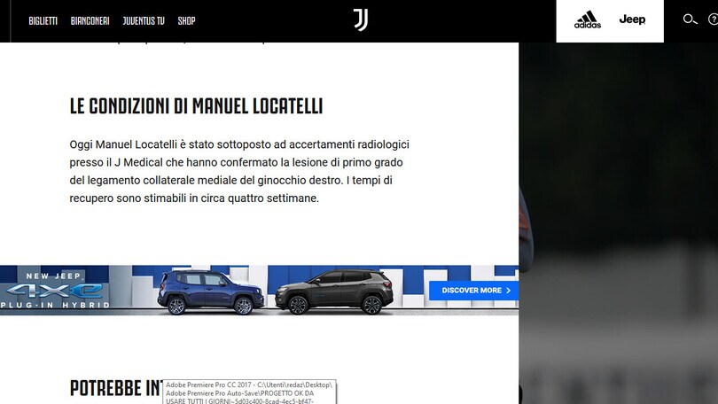 Juve, stop di un mese per Locatelli
