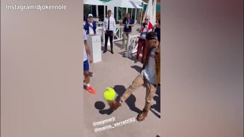 ATP Montecarlo, Djokovic palleggia con Verratti e Neymar