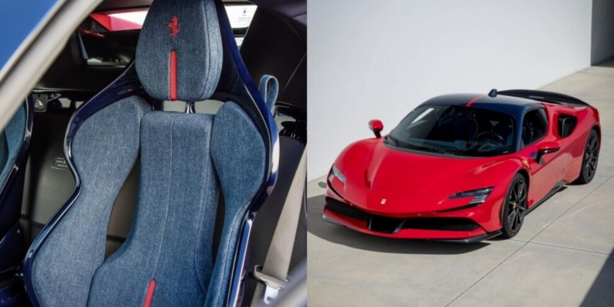 Ferrari SF90 Stradale, in America spunta la supercar con interni... in jeans!