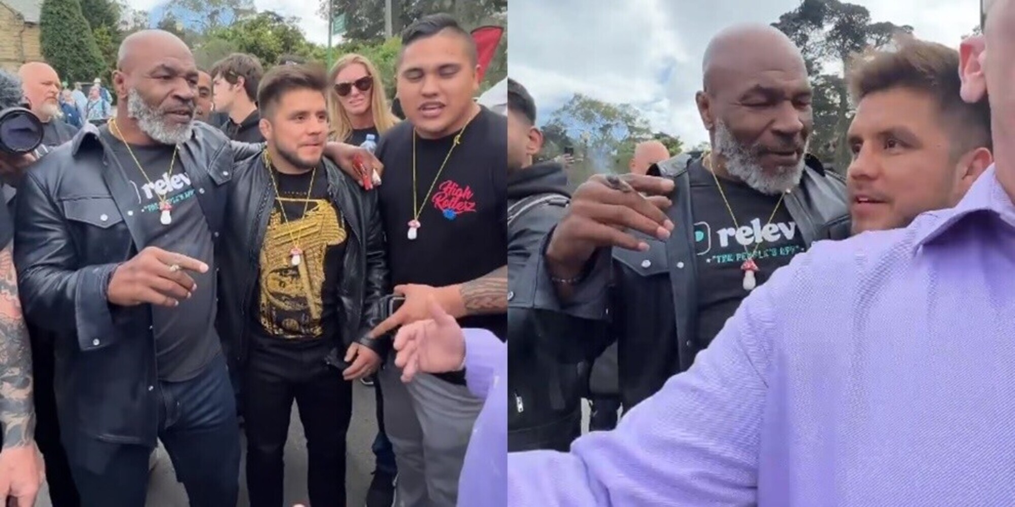 Incredibile Mike Tyson: beccato a fumarsi una canna con i fan