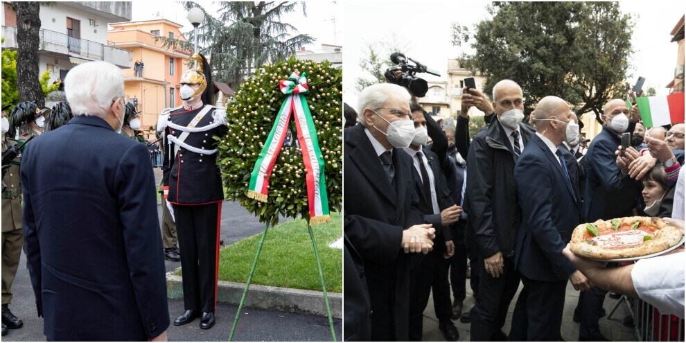 Mattarella celebra il 25 aprile ad Acerra: il Presidente omaggiato con una pizza