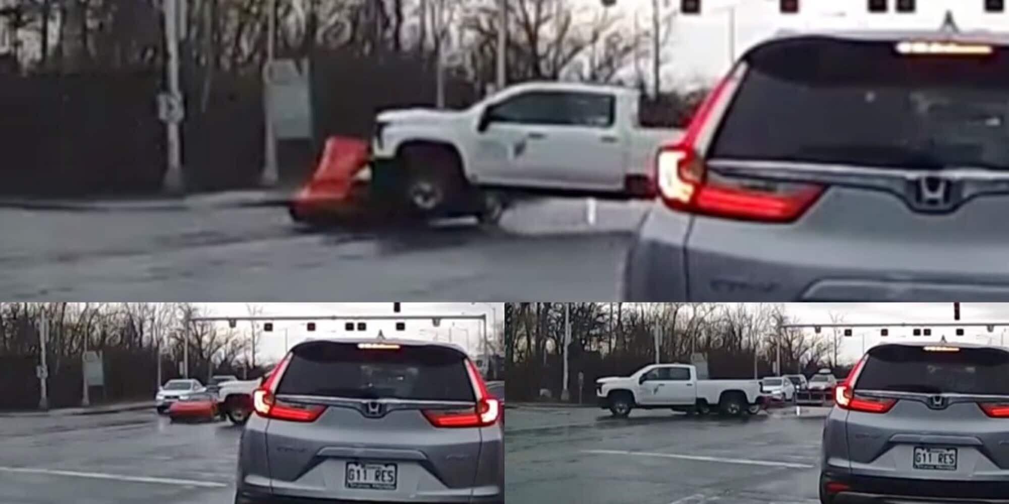 La Ferrari passa col rosso e un pick-up la travolge: l'impatto è devastante VIDEO