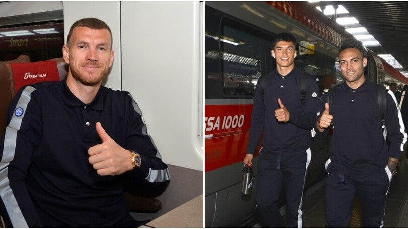 L'Inter parte per Bologna: sul treno sorrisi e relax