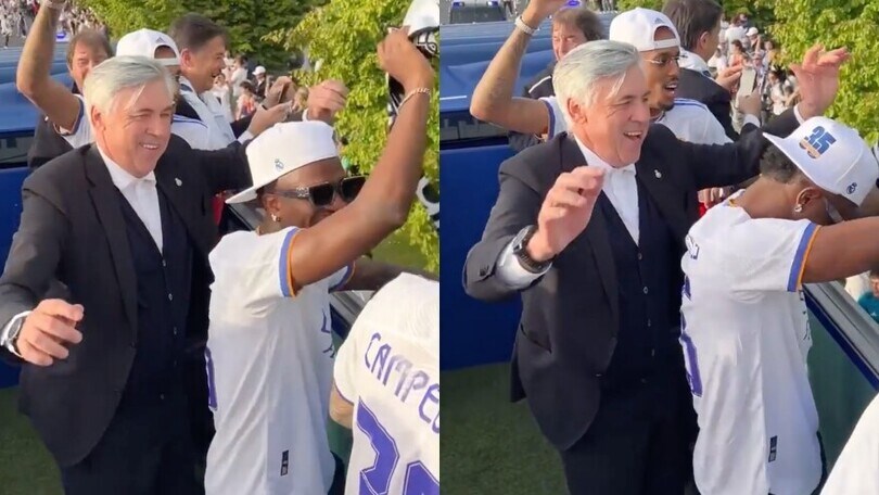 Ancelotti balla e canta sul bus del Real: che festa!