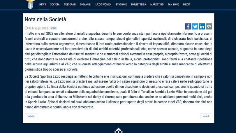 Lazio, risposta a Mourinho: "Ossessionato da noi"