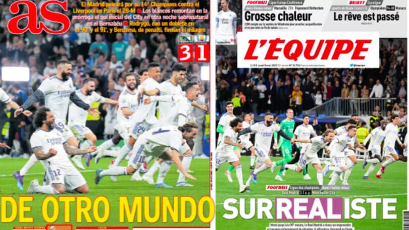 La stampa estera e la vittoria del Real Madrid: "Dell'altro mondo"