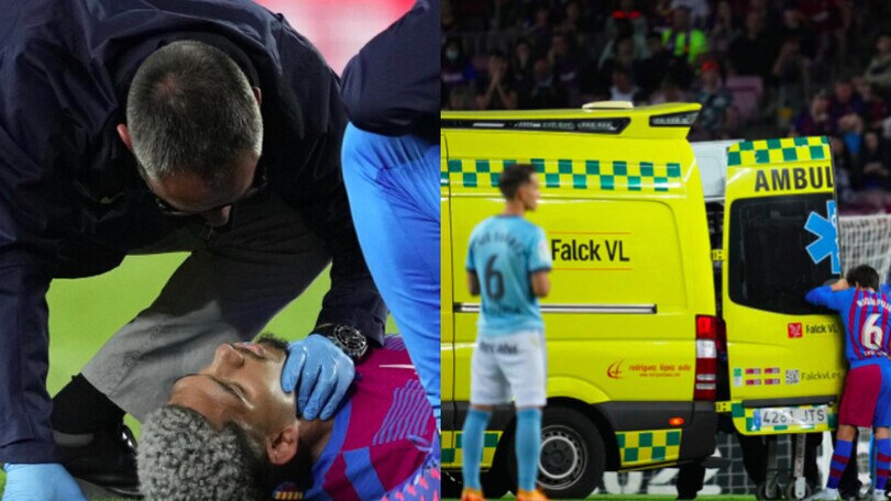 Barcellona, che paura per Araujo: fuori dal campo in ambulanza