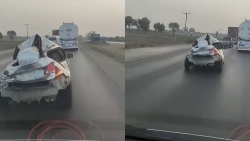 Circola tranquillamente su strada: ma l'auto è distrutta