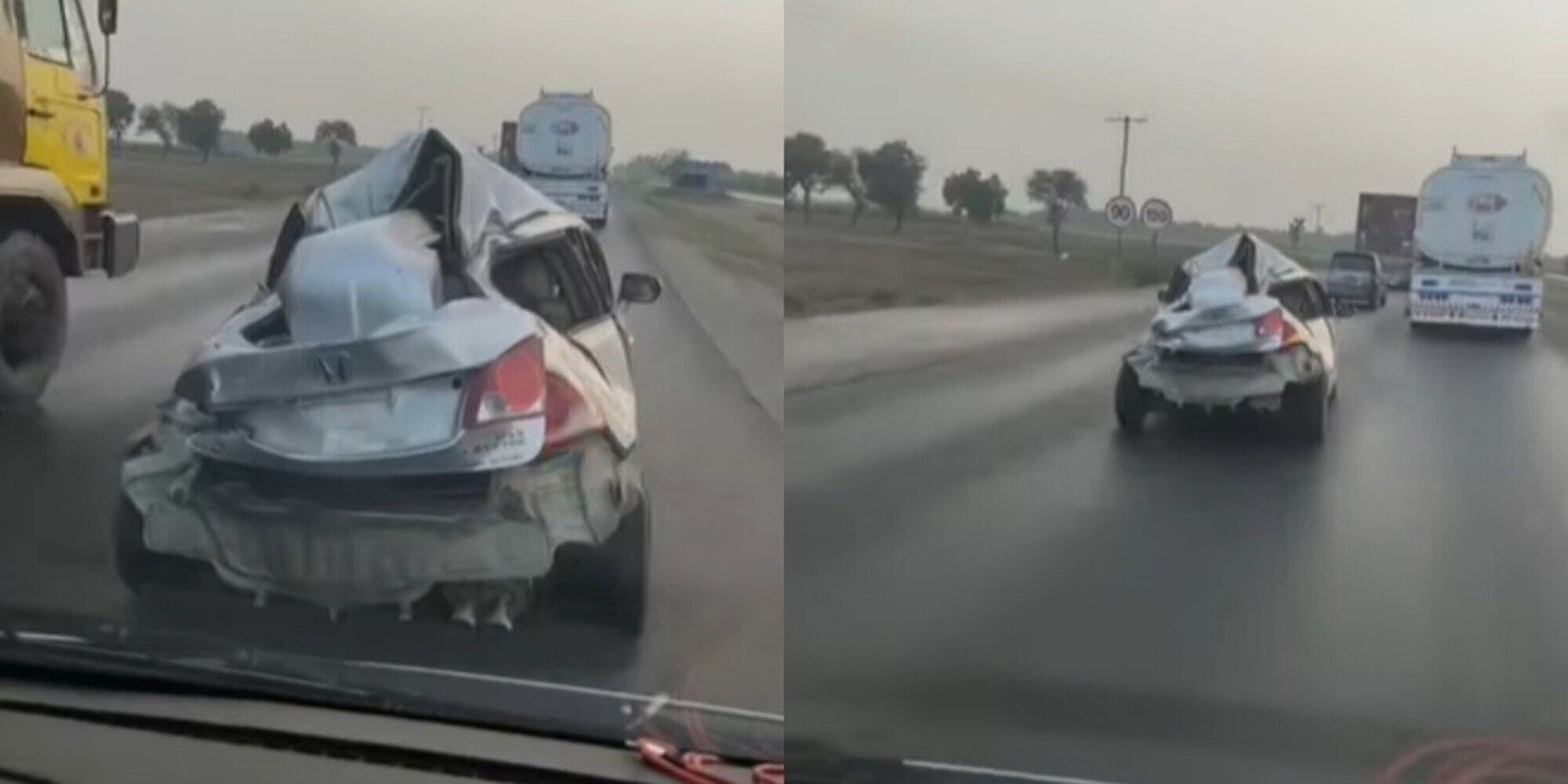 Auto distrutta circola liberamente su strada: il VIDEO è virale!