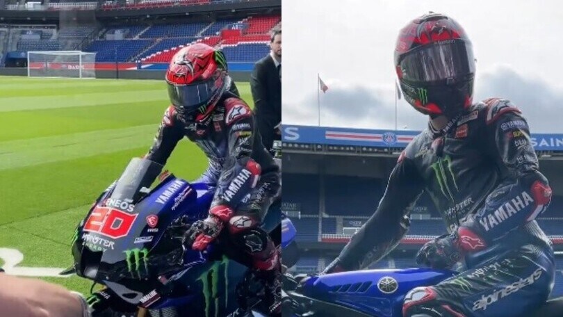 Quartararo, sgasata sulla Yamaha M1 alla festa del PSG!