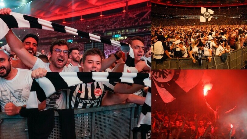 Eintracht Francoforte, tifosi impazziti al rigore di Borrè: che festa al Waldstadion!