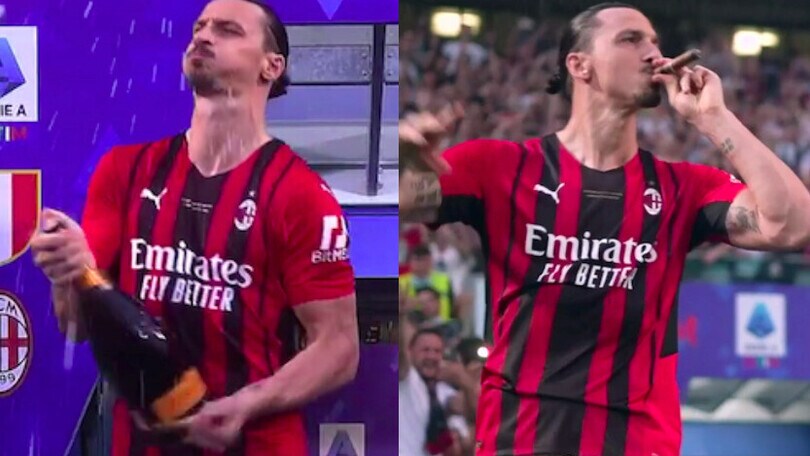 Ibrahimovic, che festa per lo scudetto: sigaro in bocca e champagne