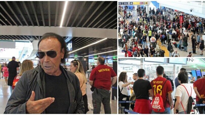 Roma, Venditti e i tifosi in partenza per Tirana: Fiumicino si colora di giallorosso