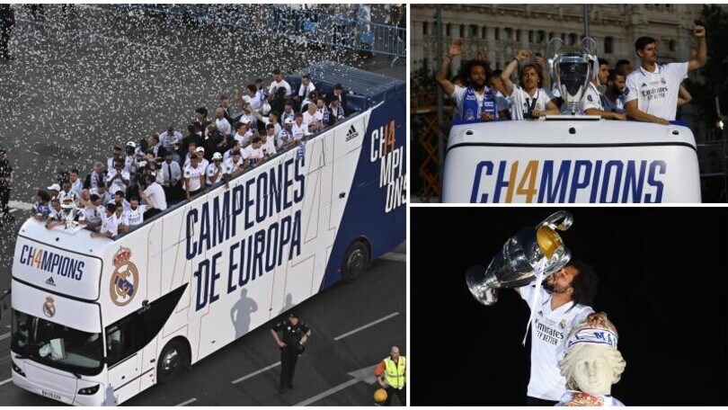 Real Madrid, Marcelo scatenato durante la festa Champions