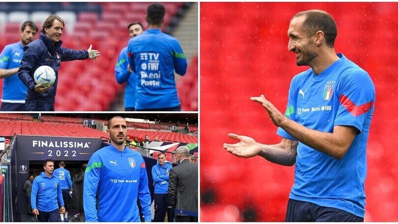 Italia, rifinitura a Wembley prima dell'Argentina: la carica di Chiellini