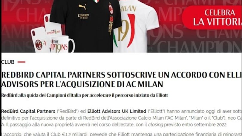 Milan, ufficiale il passaggio a Redbird