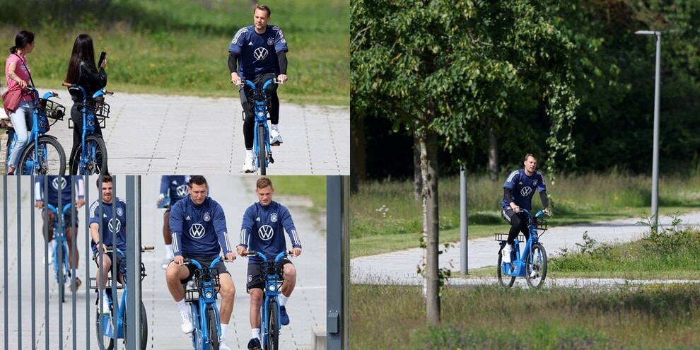 La Germania sfida l'Italia... in bicicletta. Neuer si intrattiene con i fan