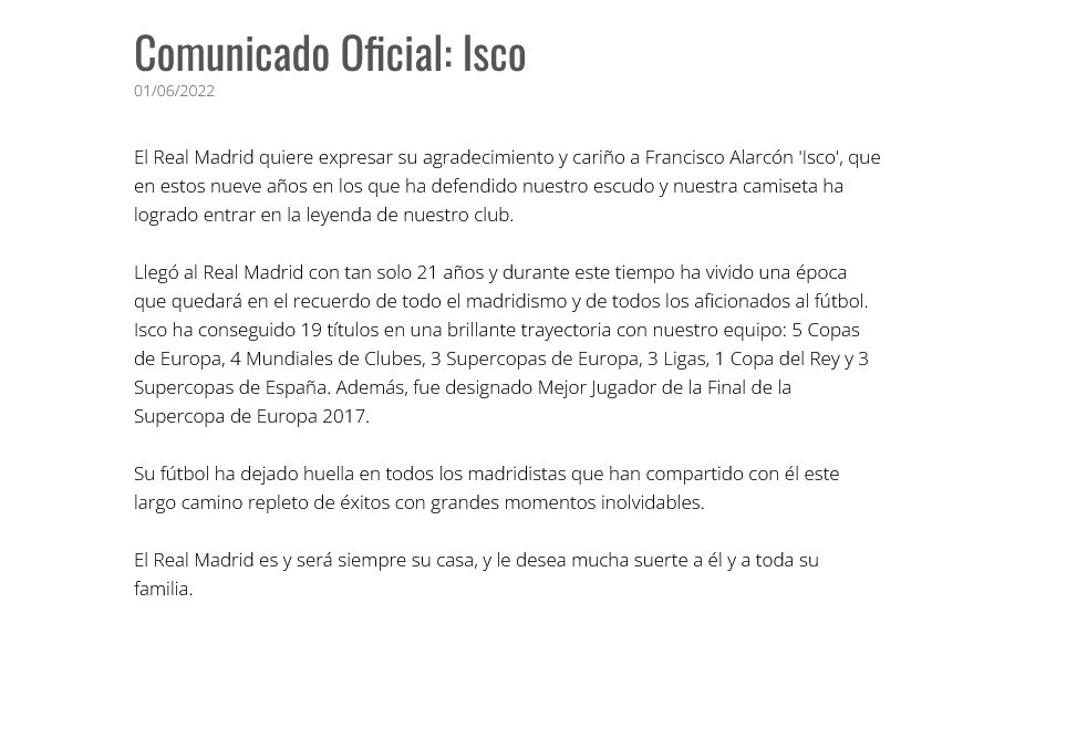 Real, addio ad Isco. Idea Roma?