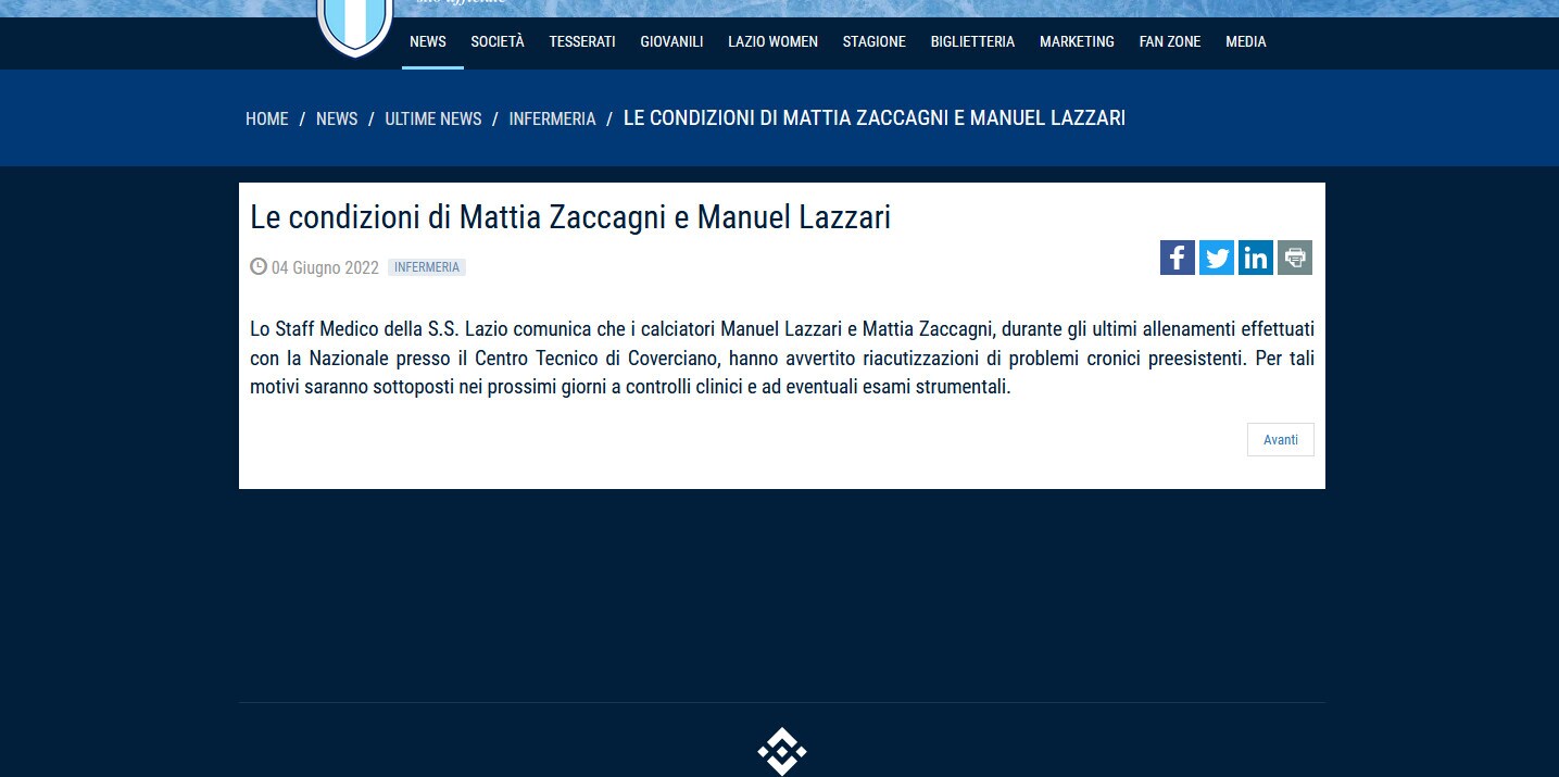 Italia, Zaccagni e Lazzari out dal ritiro: il comunicato della Lazio