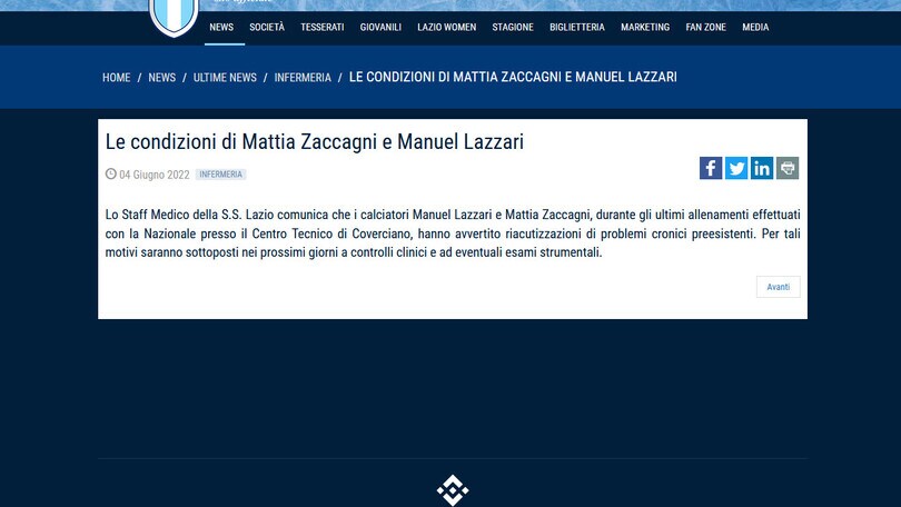 Italia, Zaccagni e Lazzari out dal ritiro: il comunicato della Lazio