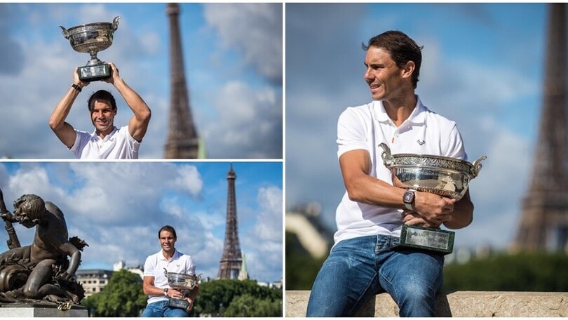 Nadal re di Parigi: foto con la coppa davanti alla Tour Eiffel