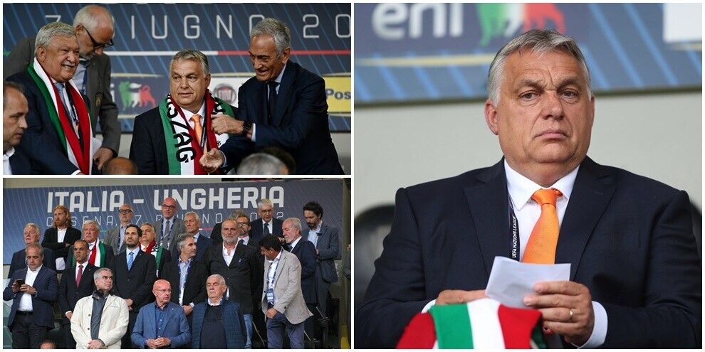 Il 'tifoso' Orban in tribuna a Cesena per Italia-Ungheria