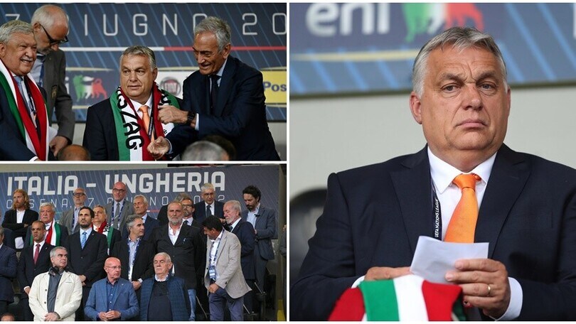 Il 'tifoso' Orban in tribuna a Cesena per Italia-Ungheria