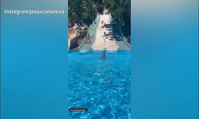 Lazio, Immobile si tuffa dallo scivolo