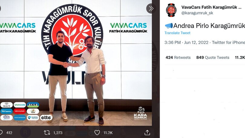 Ufficiale: Fatih Karagümrük, Pirlo è il nuovo allenatore