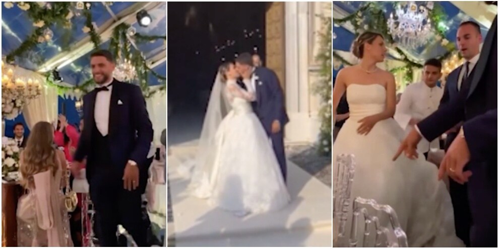 Le nozze di Berardi, il dolce bacio a Francesca