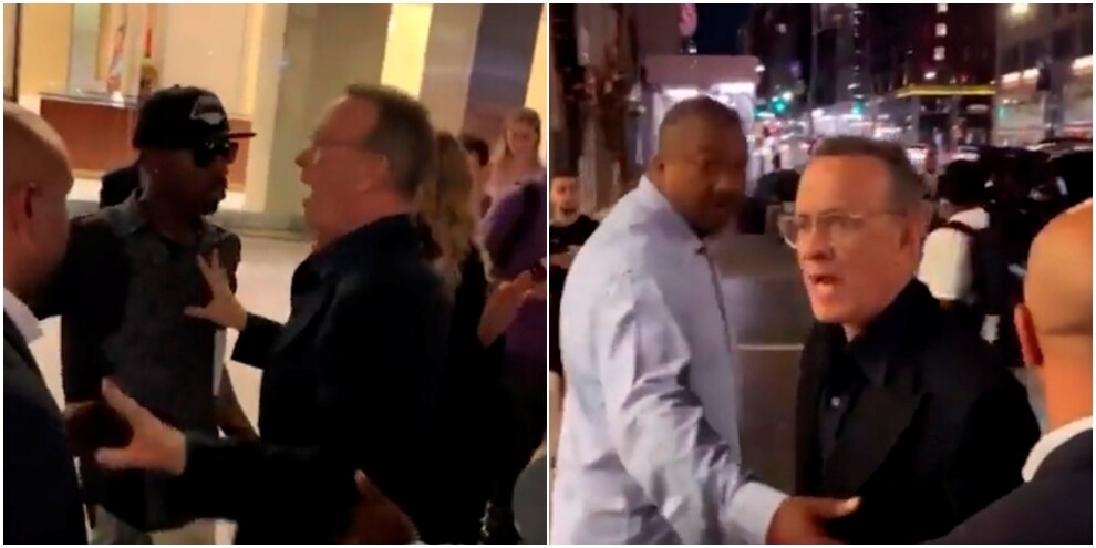 Tom Hanks infuriato con i fans per una spinta alla moglie Rita