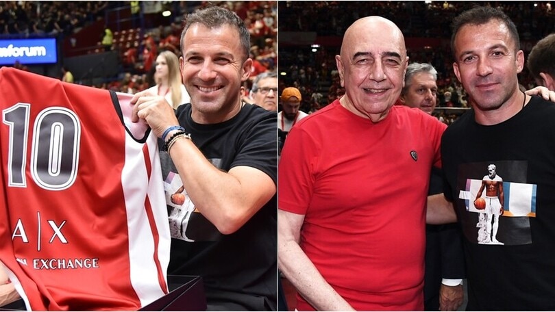 Del Piero festeggia l'Olimpia Milano al Forum: c'è anche Galliani