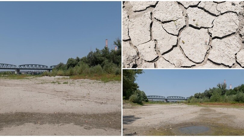 Siccità, il fiume Po in secca