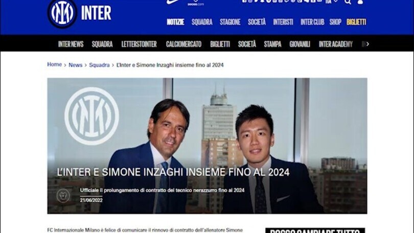 Ufficiale, Inter: Inzaghi ha rinnovato fino al 2024