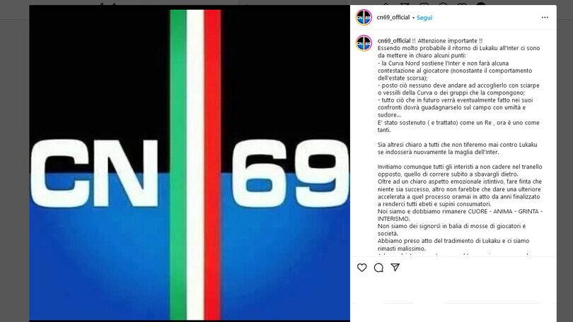 Lukaku all'Inter, la Curva Nord prende posizione: "Ora è uno come tanti"