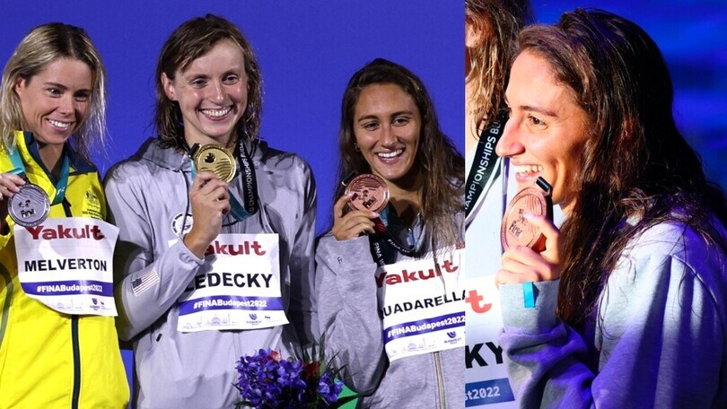 Bronzo Quadarella negli 800 sl, la premiazione a Budapest