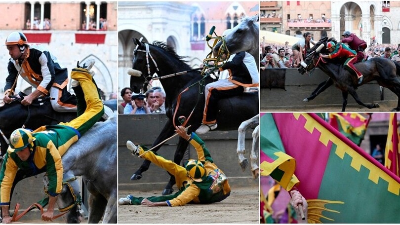 Palio di Siena, emozioni a non finire: paura Bruco, trionfo Drago