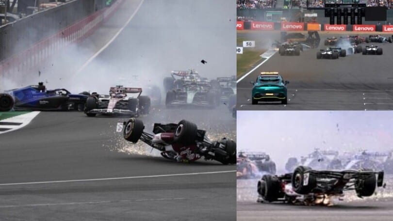 Caos al GP Gran Bretagna: nel terribile incidente Zhou vola in pista