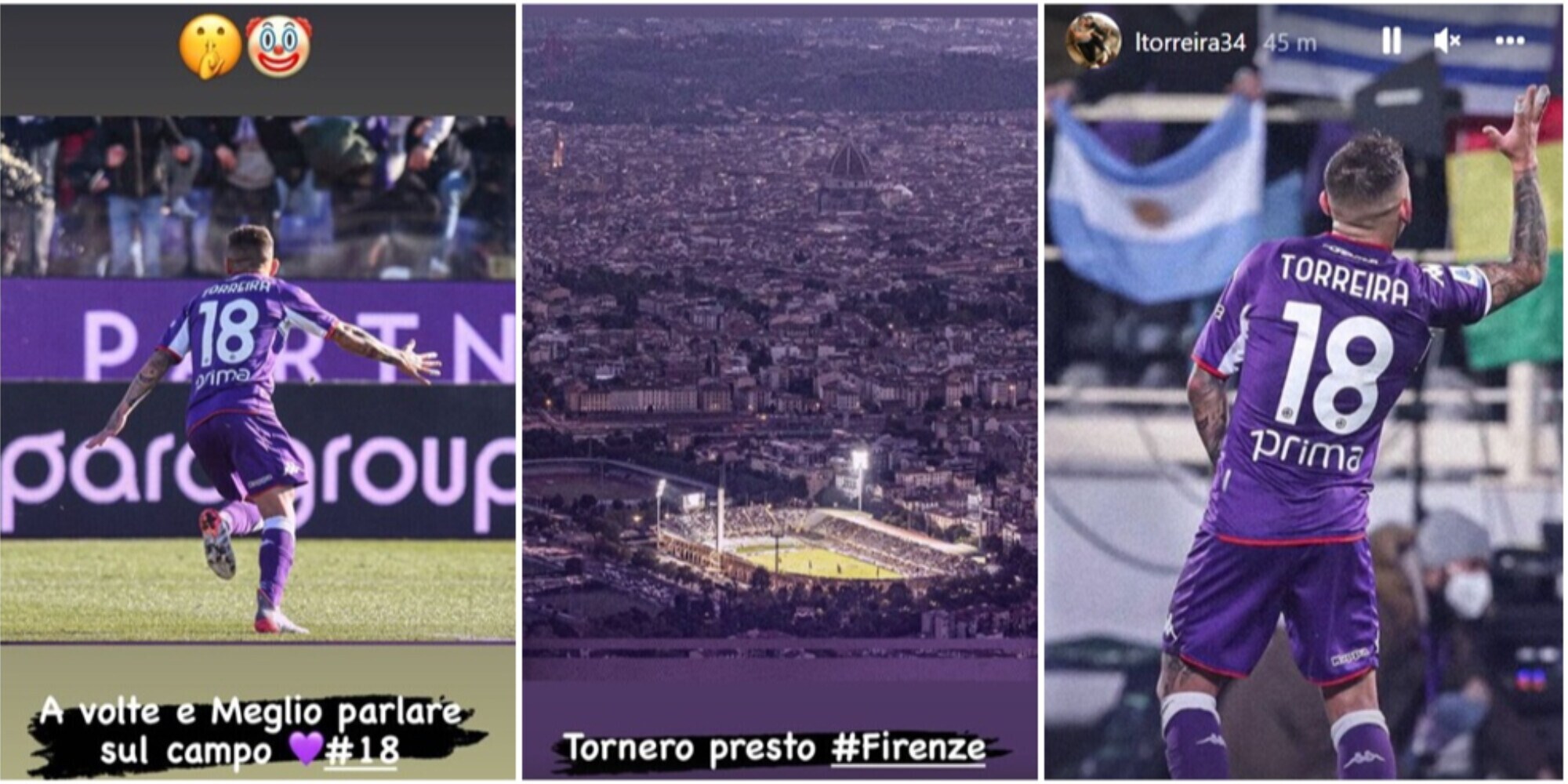 Fiorentina, Torreira in tackle sui social: dito alla bocca e un pagliaccio