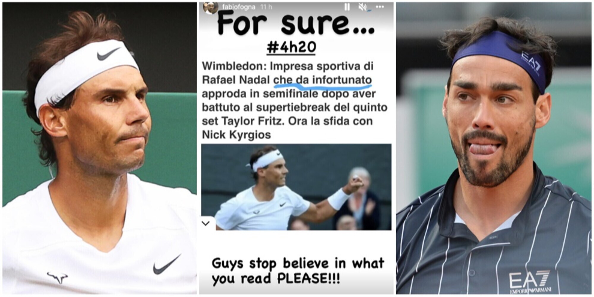 Fognini attacca Nadal: "Non credete al suo infortunio"