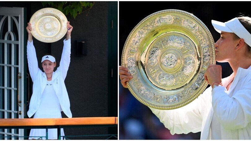 Rybakina regina di Wimbledon: le foto della kazaka col trofeo