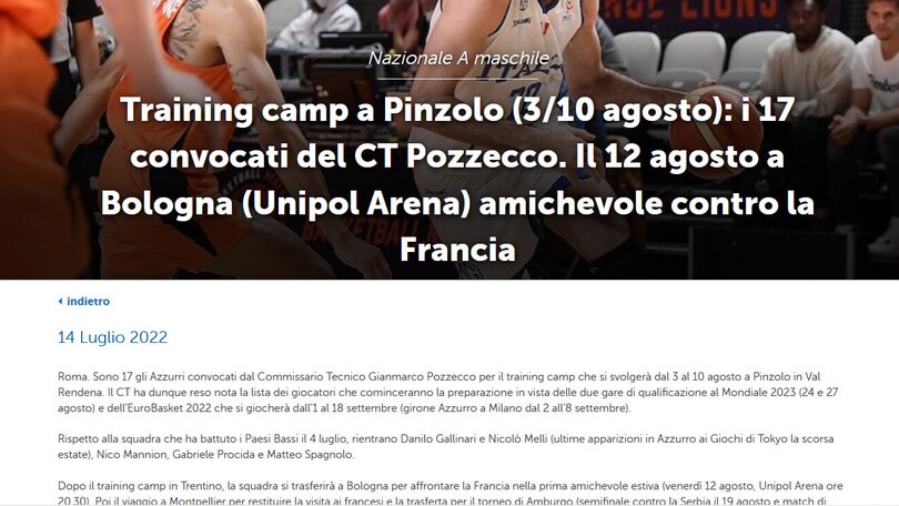 Italbasket, Pozzecco convoca 17 azzurri per il training camp