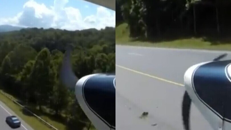 Si spegne il motore dell'aereo, il pilota atterra... in autostrada!