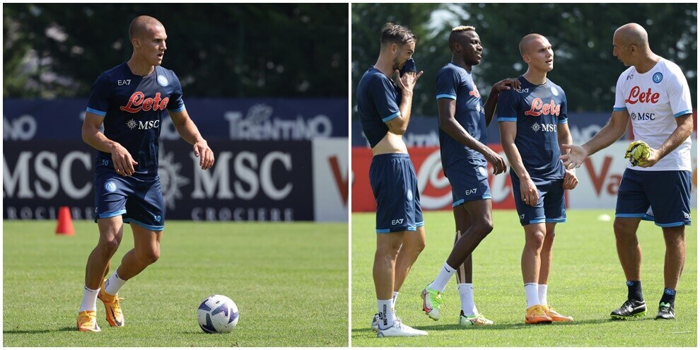 Napoli, Ostigard subito in campo: primo allenamento a Dimaro