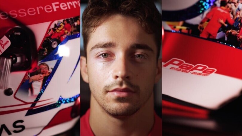 Leclerc ricorda papà Hervé nel casco speciale per il GP di Francia