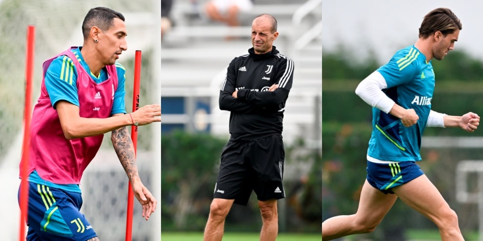 Juve, allenamento a Los Angeles in vista del Barça: la carica di Di Maria e Vlahovic