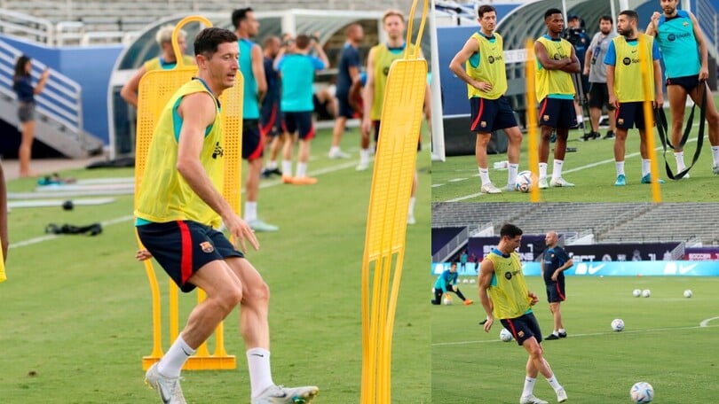 Barcellona, Lewandowski guida l'allenamento verso la Juve