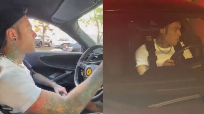 Chiara Ferragni e Fedez in giro per Milano con la Ferrari SF90