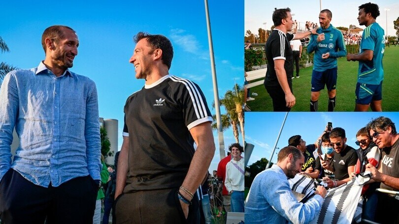 Juve, ospiti speciali all'allenamento: ci sono Del Piero e Chiellini